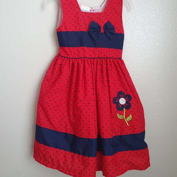 Girls Polka Dot/Flower/Bow Tulle Dress Sz 6 - Picture 4 of 12